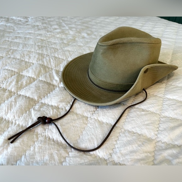 Unisex Safari Hat w Chin Cord - San Diego Zoo - Size Small - Khaki Tan - Picture 5 of 8